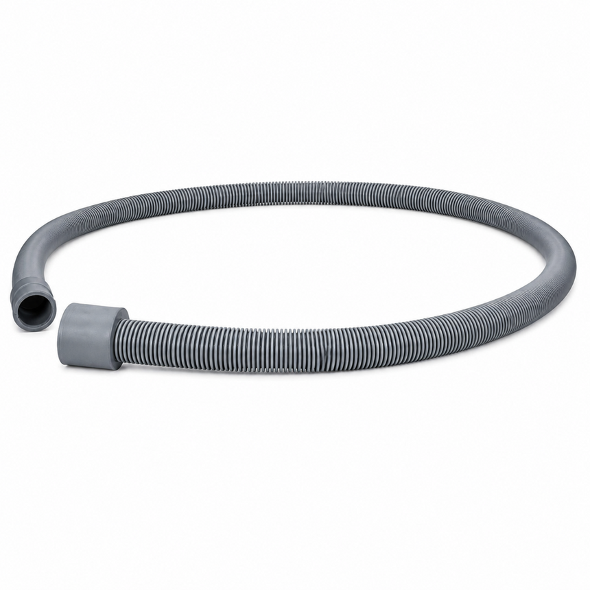 A gray corrugated flexible hose with a solid gray connector end, photographed on a clean white background.