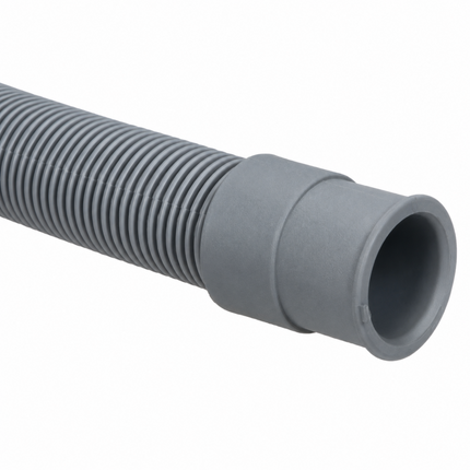 A gray flexible corrugated hose connector with a smooth cylindrical end, shown on a plain white background.