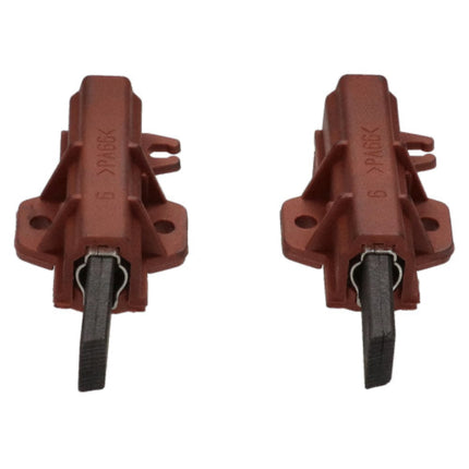 Two brown brake pads on a white background