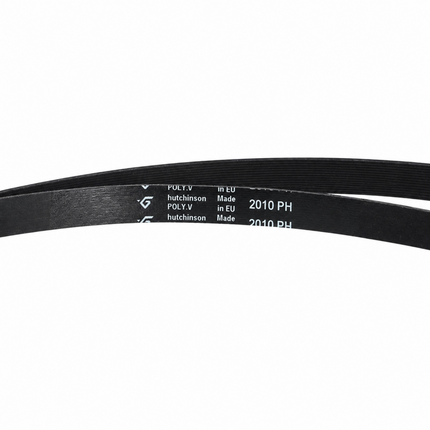 Black belt with visible branding and text on a white background