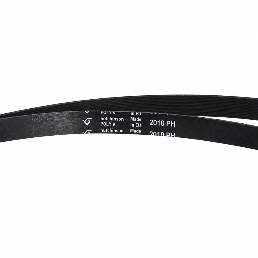 Black belt with visible branding and text on a white background