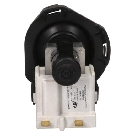 A replacement light switch module with a black plastic circular housing, a black central knob, and a white plastic base with printed technical specifications and two gold-colored terminal connectors, isolated on a white background.