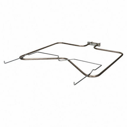 A stainless steel replacement oven rack with a mounting bracket, shown on a plain white background.