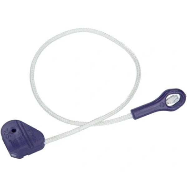 White cable with purple connectors on a white background