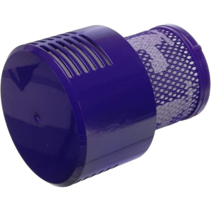 Blue cylindrical air freshener with mesh cover on a white background