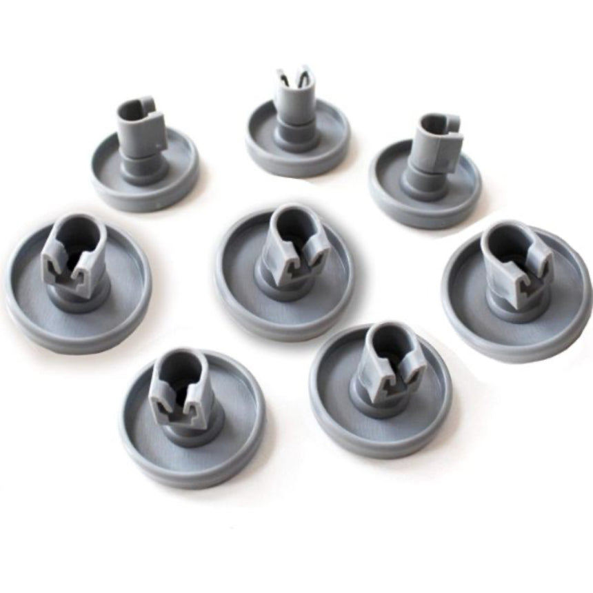 Set of gray plastic parts on a white background