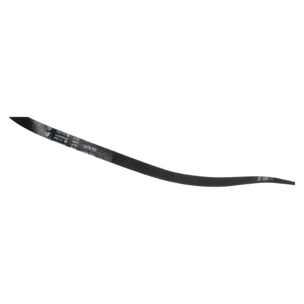 Black curved blade with text on a white background